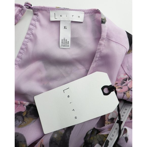 NWT Leith Long Sheer Sleeve Floral Dress Purple XL - Picture 4 of 8